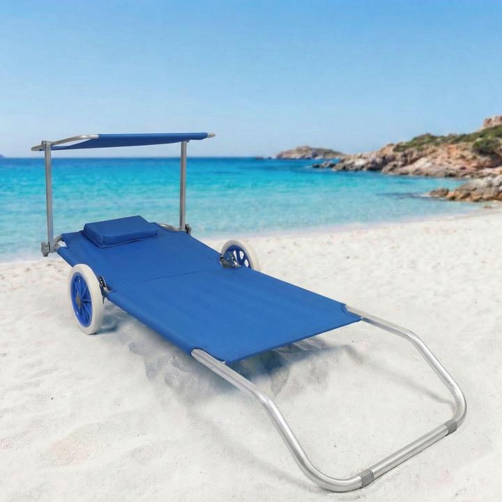 Actual product image VCM Sun lounger with wheels and sun canopy (165 cm)