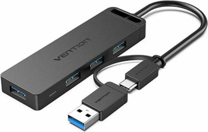 Vention USB 3.0 4-Port Hub with USB-C and USB 3.0 2-in-1 Interface and Power Adapter CHTBB 0.15m (USB-A, USB-C, 5 Ports)