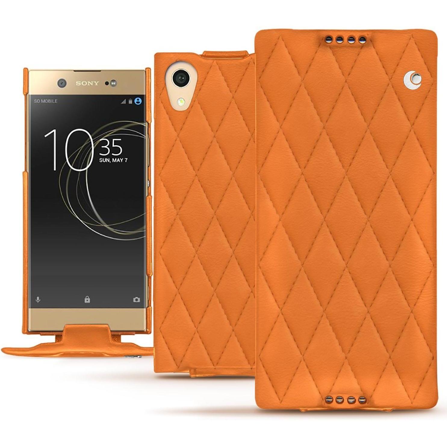 Noreve Lederschutzhülle vertikal (Sony Xperia XA1 Ultra), Smartphone Hülle, Orange