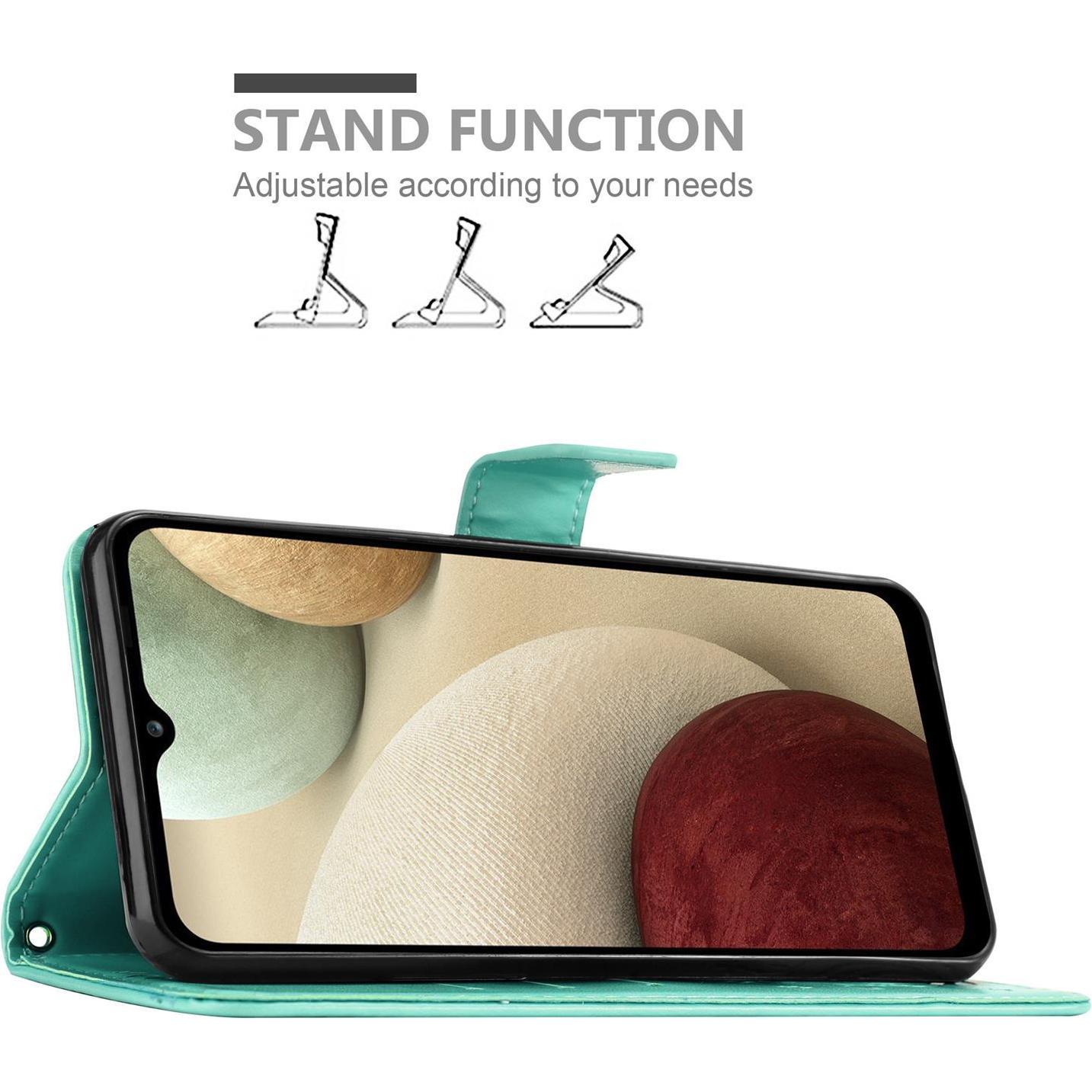 Thumbnail - Cadorabo Flower Book Cover (Samsung Galaxy A12), Smartphone Hülle, Türkis