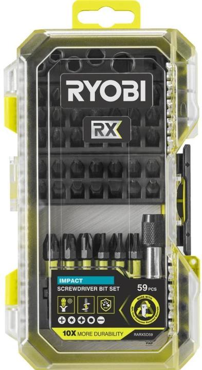 Ryobi bitssaet RARXSD59 - 59 dele (Allen screw, Cross Pozidriv PZ)