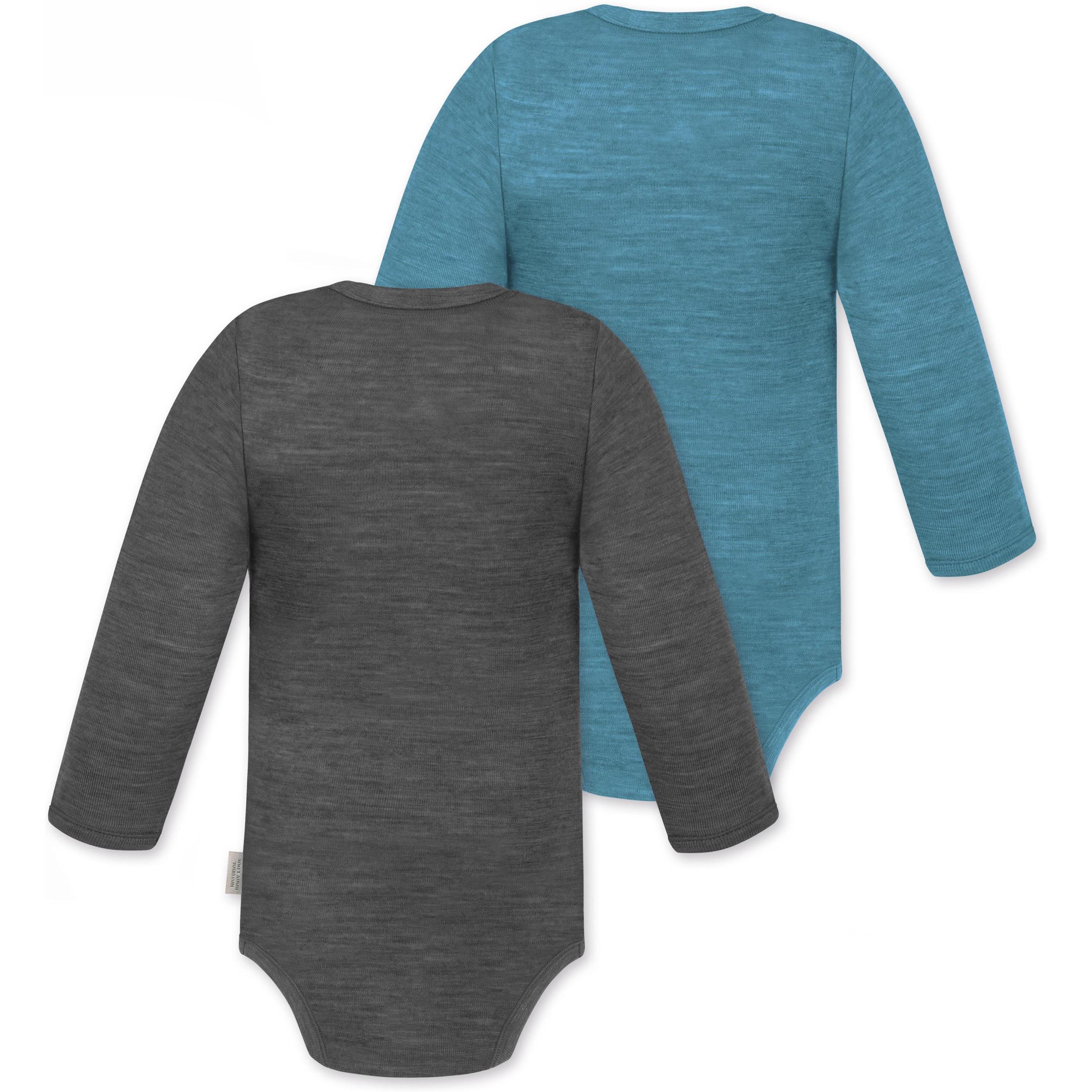 Thumbnail - Normani, Herren, Body, 2er Pack Baby Merino Langarmbody „Tuai" - 9401, Blau, (62)