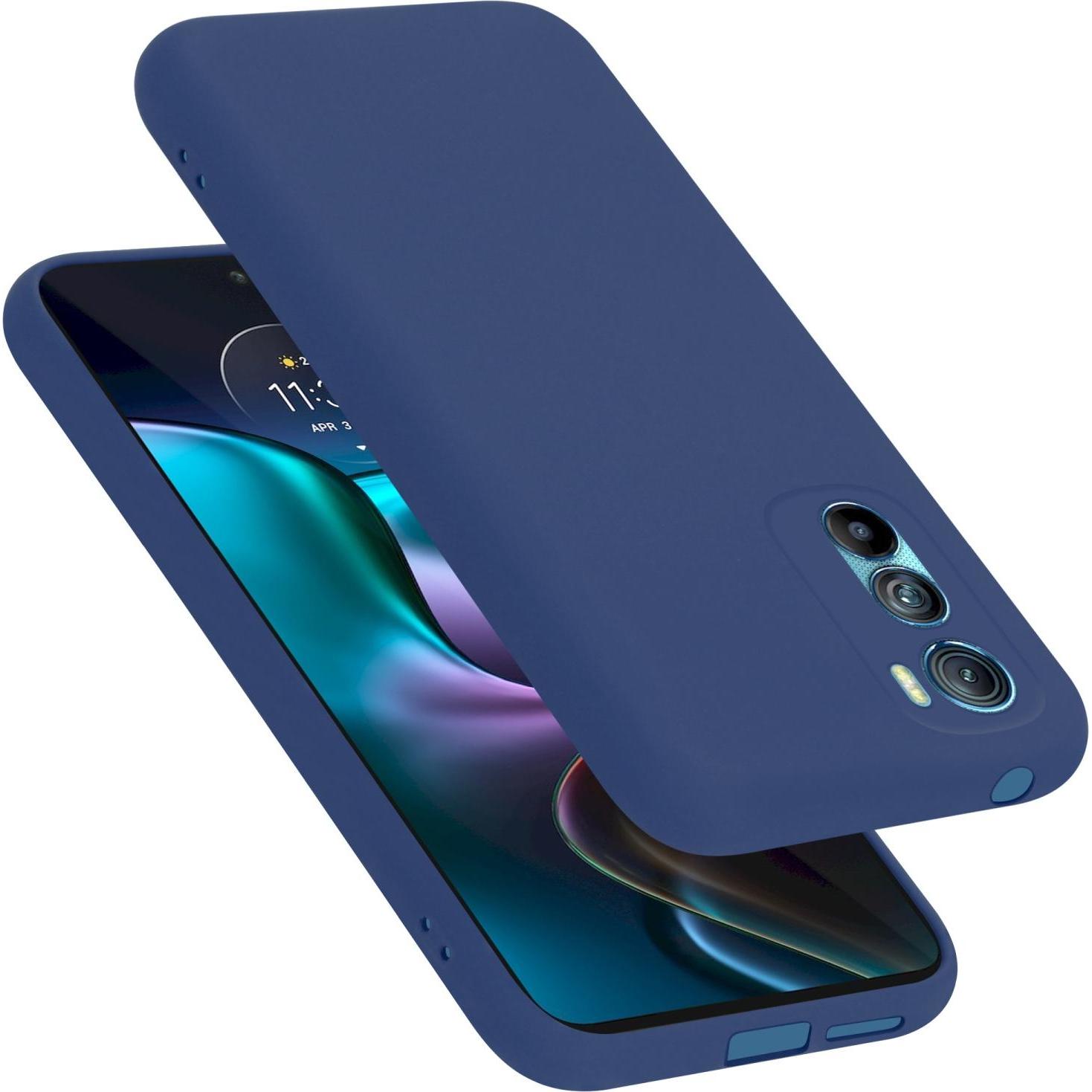 Cadorabo TPU Liquid Silicone Case Hülle für Motorola EDGE 30 (Motorola Edge 30), Smartphone Hülle, Blau