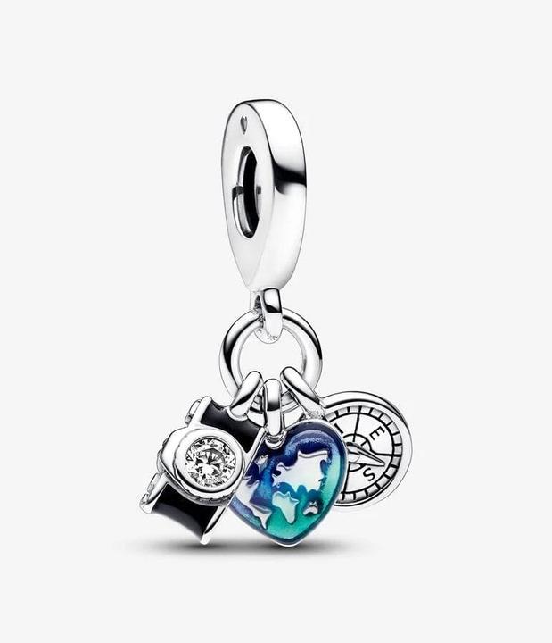 Produktbild Pandora Kamera Herz & Kompass Dreifacher (Silber 925)