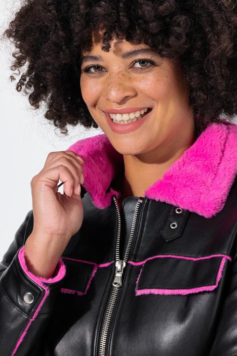 Produktbild Angel of Style Lederoptik-Jacke, Classic Fit, Neon Webpelzfutter (48)