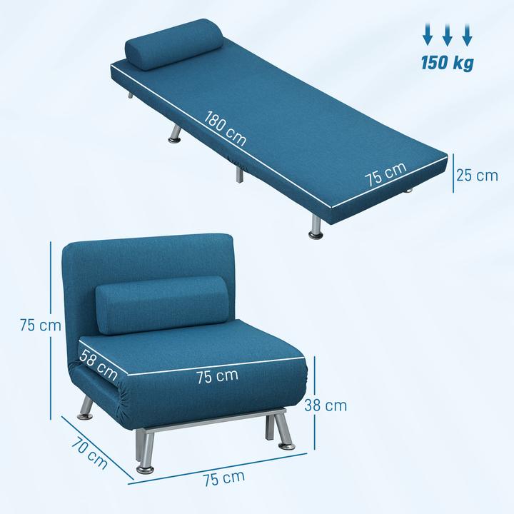Immagine prodotto Homcom Schlafsessel Polyester, Stahl Blau
