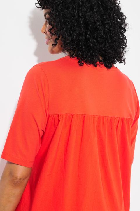 Produktbild Ulla Popken T-Shirt, Materialmix, A-Linie, V-Ausschnitt, Halbarm (58)