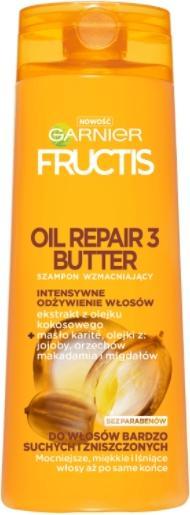 Garnier New Fructis Oil Repair 3 Butter Shampoo For Dry And Damaged Hair 400Ml (400 ml, Liquid shampoo)