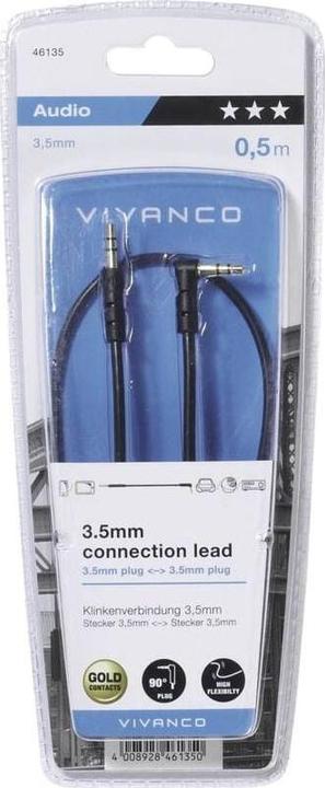 Actual product image Vivanco Audiokabel, Klinke 3.5mm St. -Klinke 3.5mm Winkelst. 0,5m (0.50 m)