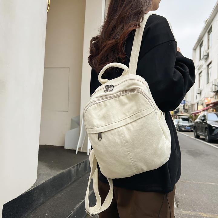 Produktbild Only-Bags.Store Casual Rucksack, geeignet für High School und College-Studenten, solide Farbe Canvas Rucksack