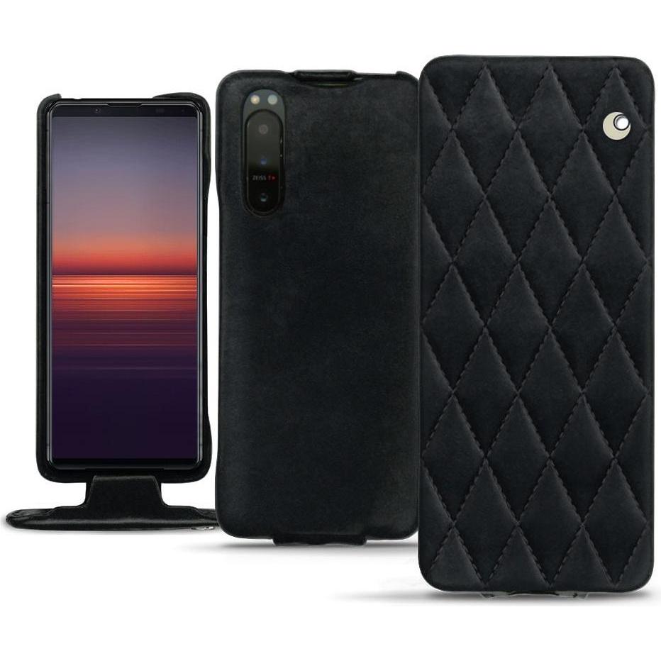 Noreve Lederschutzhülle vertikal (Sony Xperia 5 II), Smartphone Hülle, Schwarz
