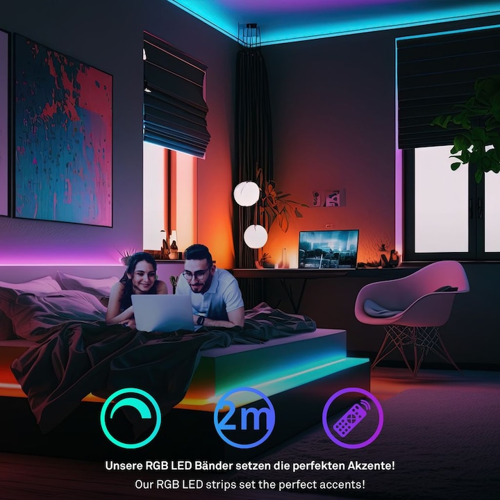 Produktbild Briloner BL7000 Starter Set RGB/W LED Stripe, 140xLED, 2m (14000 cm, Indoor)