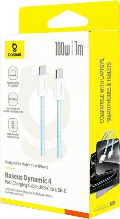 Produktbild Baseus USB-C to USB-C Cable Dynamic 4 Series, 100W, 5A, 1m, Blue (1 m, 100 W)
