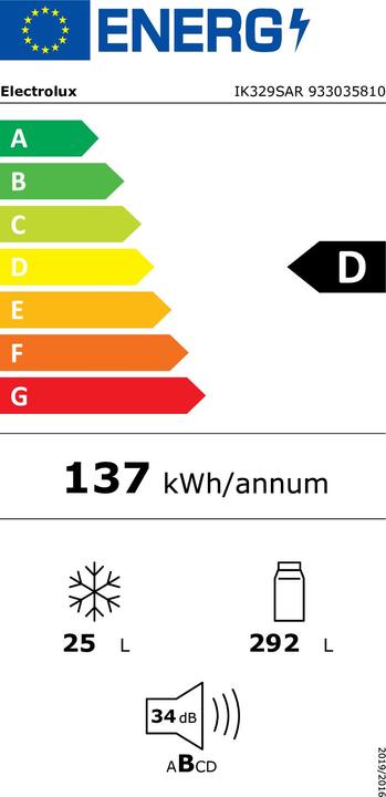 Etichetta energetica Electrolux IK329SAR (317 l)