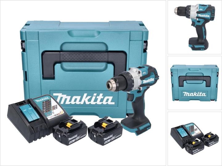 Produktbild Makita DHP 489 RGJ Akku Schlagbohrschrauber 18 V 73 Nm Brushless + 2x Akku 6,0 Ah + Ladegerät +