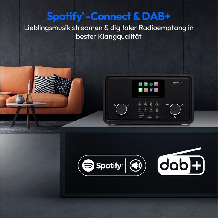 Produktbild Medion MD 88069 Internetradio schwarz (AM, DAB+, FM, Internetradio, Bluetooth, WLAN)