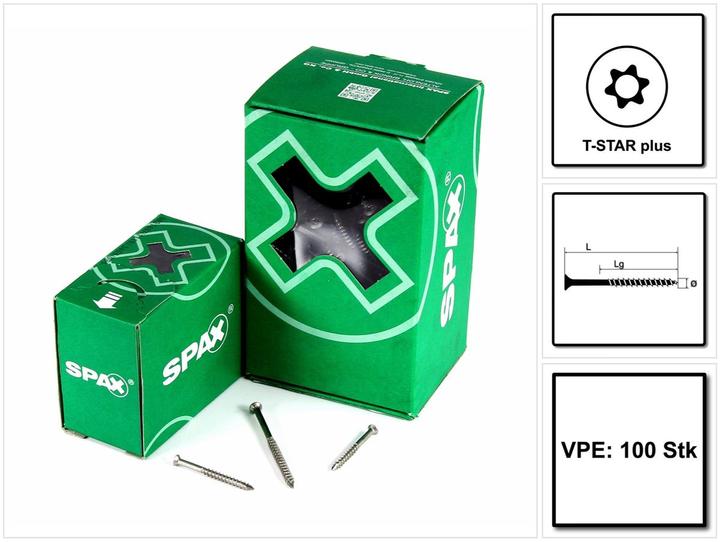 Produktbild Spax A2 Linsensenkkopf Kleiner Kopf T-Star Plus T15 Teilgewinde Cut (100 Schrauben pro Stück)