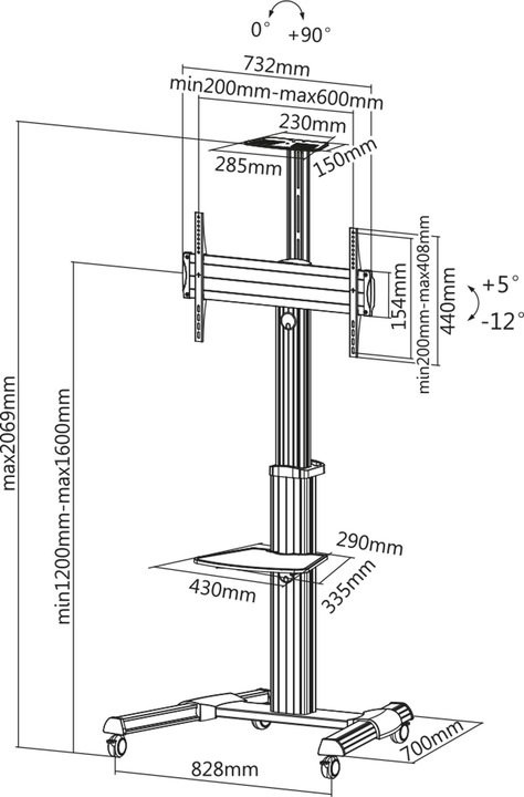Produktbild InLine TV-Wagen (Universal, 70", 50 kg)