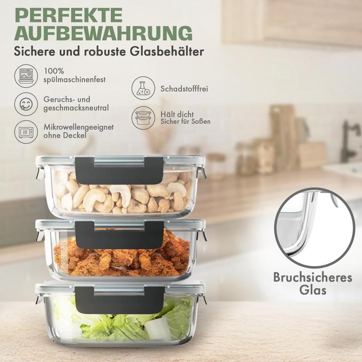 Produktbild Vorratsdosen-Set aus Glas (3-teilig, luftdicht) (0.40 l)