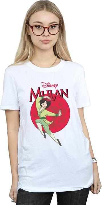 Actual product image Disney Womens/Ladies Mulan Dragon Circle Cotton Boyfriend T-Shirt (5XL)