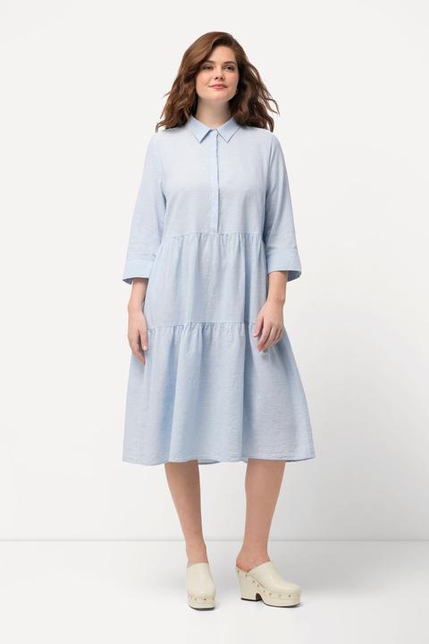 Produktbild Ulla Popken Hemdblusenkleid, Leinemix, Hemdkragen, 3/4-Arm (50, 52)