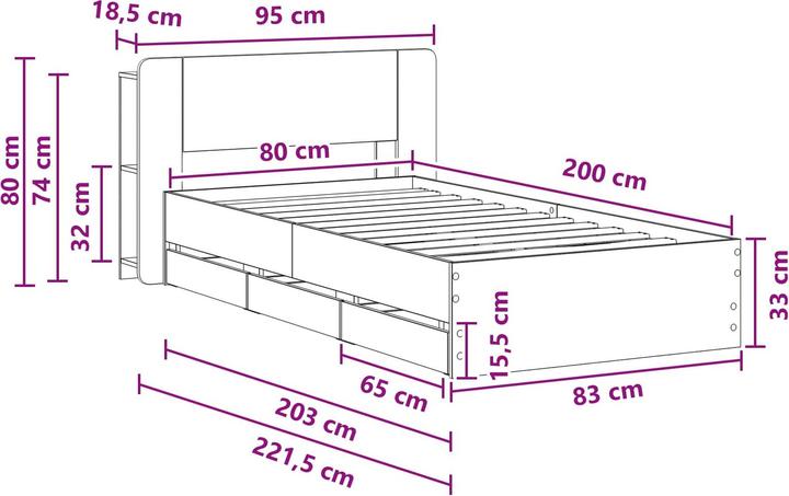 Actual product image vidaXL Aufbewahrungsbett (80 x 200 cm)