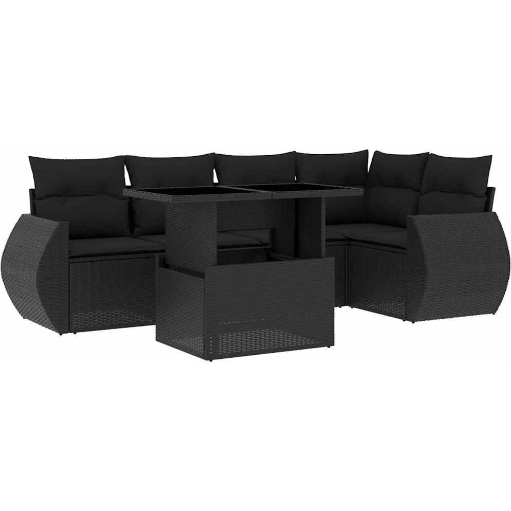 VidaXL, Gartenlounge, Gartenmöbel Sofa Garnitur Sitzgruppe Lounge 6-tlg. Schwarz Poly Rattan