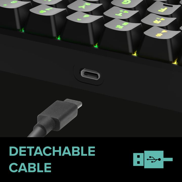 Actual product image Speedlink LETOS RGB 60% black / gaming keyboard / membrane / RGB / USB-A / US layout (US, Cable, Wireless)