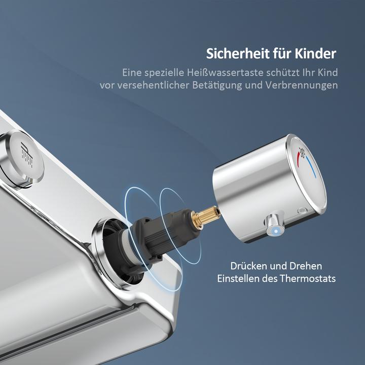 Actual product image Emke Thermostatic Shower System, Shower Column Set, Overhead Shower, Hand Shower, Chrome