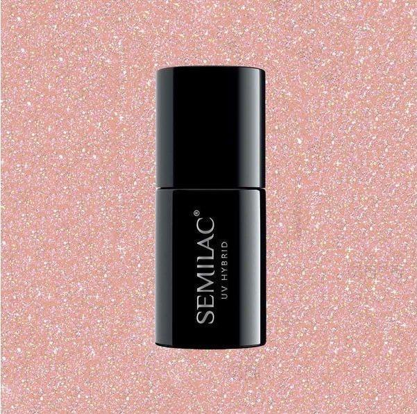Semilac Extend 804 Hybrid nail polish 5in1 Glitter Soft brownish yellow