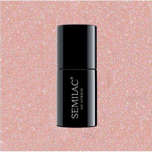 Semilac, Nagellack, Extend 804 Hybrid nail polish 5in1 Glitter Soft brownish yellow