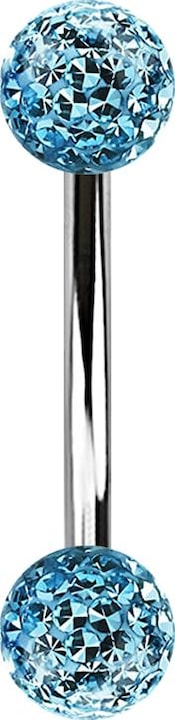 Produktbild Star Piercing Banane silber mit zwei Kristall Kugeln aqua Epoxy Schutzschicht (Chirurgenstahl 316L)