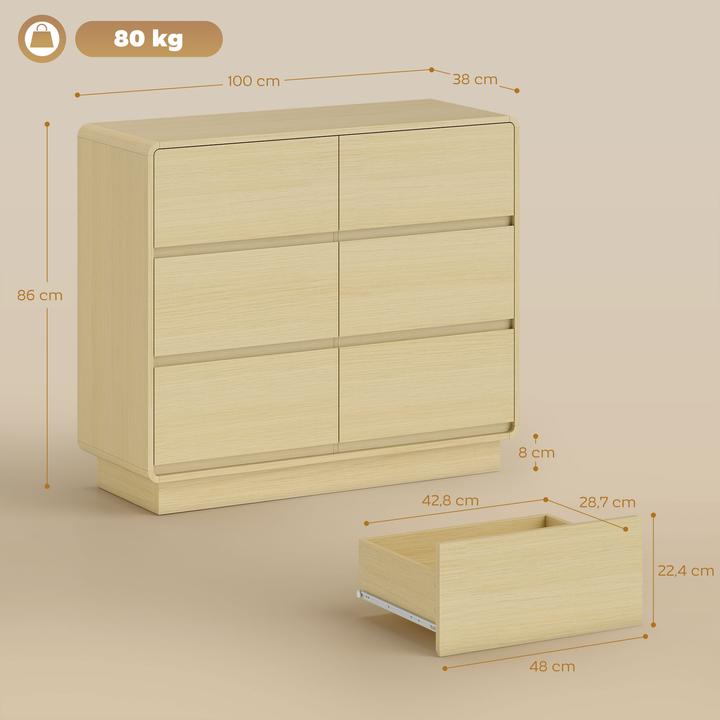Image du produit Homcom Sideboard MDF Naturholz (38 x 100 x 86 cm)