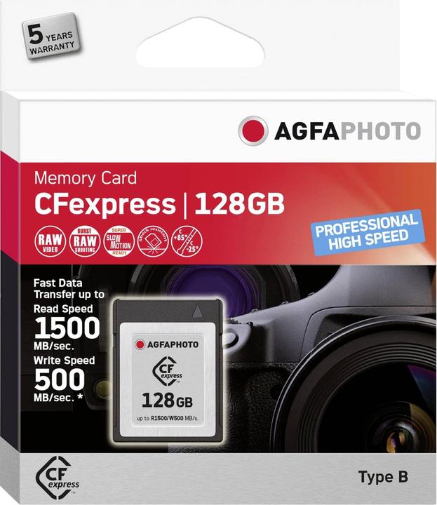 Image du produit AGFAPHOTO CFexpress 128GB Professional Haute Vitesse (128 Go, CFexpress type B)