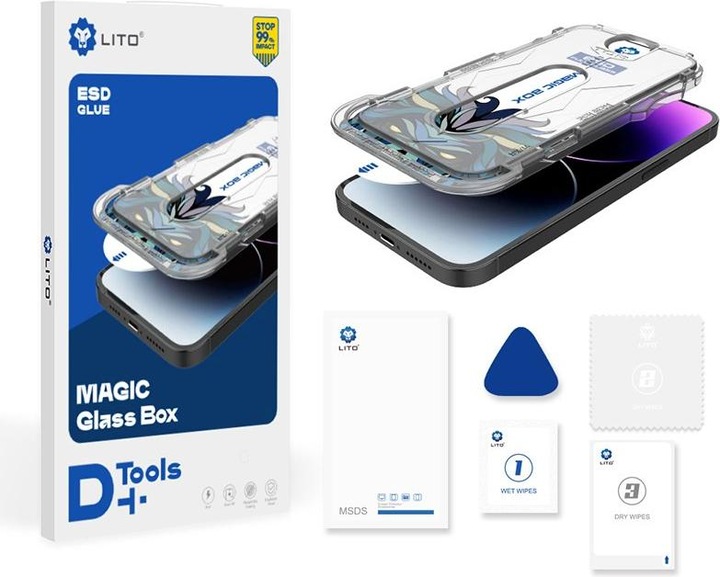 Immagine prodotto Lito Vetro antiproiettile con strumento di installazione iPhone 13 | 13 Pro | 14 (1 Pezzo/i, Apple iPhone 13, Apple iPhone 13 Pro)