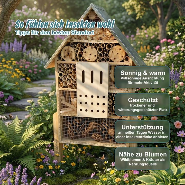 Image du produit Relaxdays Hôtel insectes (Abeilles sauvages, Chrysanthèmes, Coccinelles, Papillons)