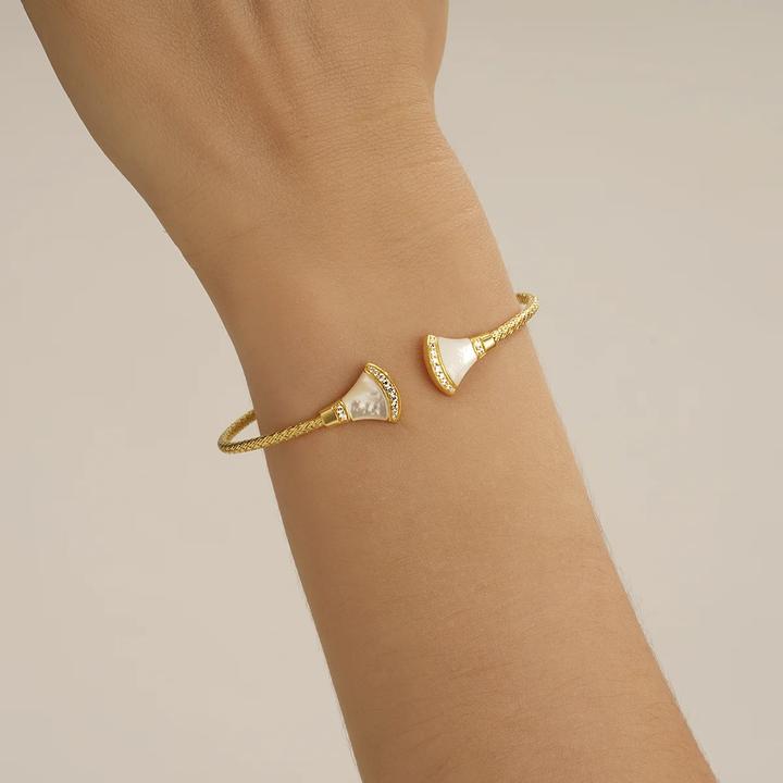 Image du produit Charles Garnier Bracelet en argent doré, oxyde de zirkonium, nacre (6.40 cm, argent doré)