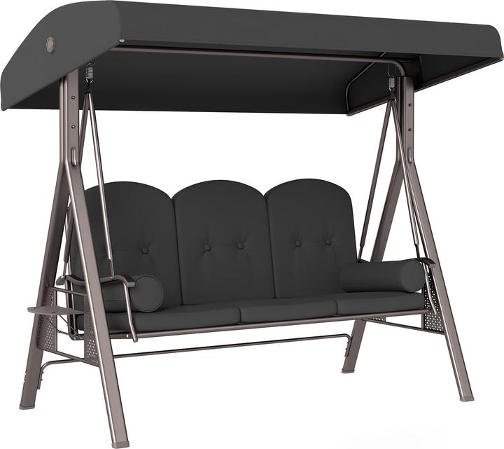 Outsunny Hollywoodschaukel Metall, Polyester Dunkelgrau