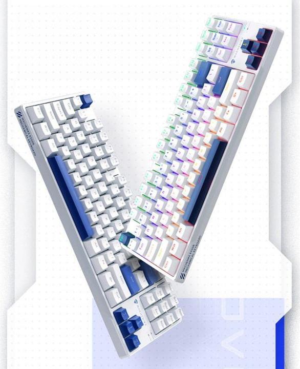 Produktbild Machenike Klawiatura gamingowa K500B-B87 przewodowa mechaniczna podświetlana Red Switch - biała (US, Kabelgebunden)