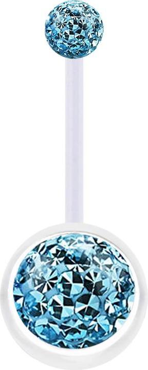 Produktbild Star Piercing Banane transparent mit zwei Kristall Kugeln aqua Epoxy Schutzschicht (ohne Messing, Kunststoff)