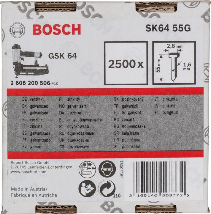 Immagine prodotto Bosch Professional Zubehör Perno svasato SK64 55G, 1,6 mm, 55 mm, zincato