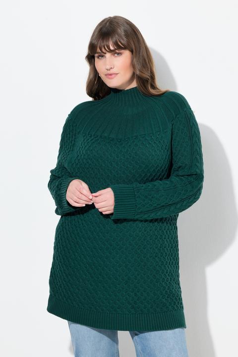 Produktbild Ulla Popken Pullover, Strickmuster, Stehkragen, Langarm (50, 52)