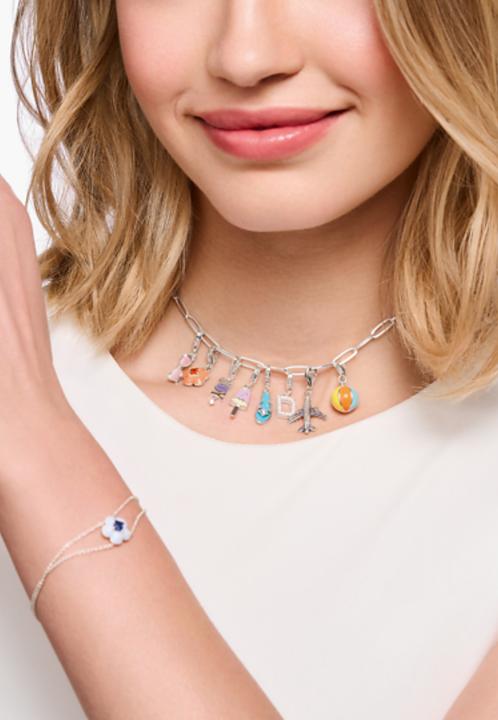 Produktbild Thomas Sabo Charm-Anhänger Türkiser Flip-Flop mit Bunten Steinen Silber- 2025-914-7 (Emaille, 925 Sterling Silber)