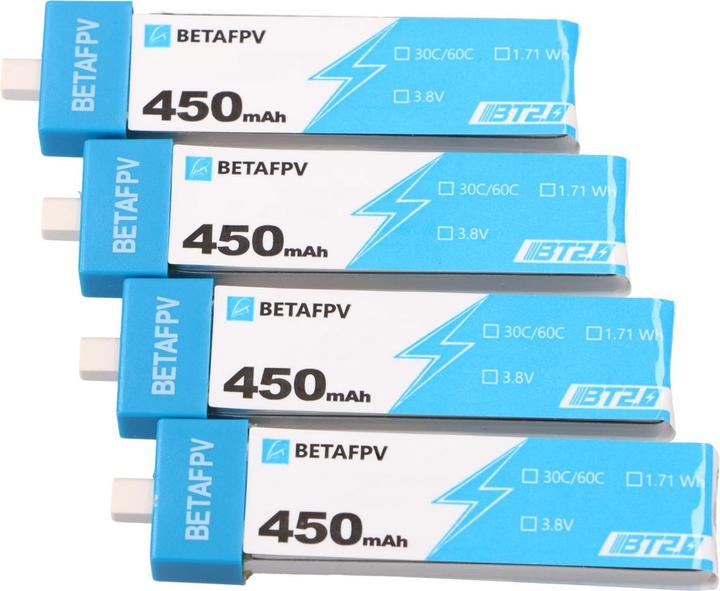 Energy Label BetaFPV BATERIA BT2.0 450MAH 1S 30C HV BATTERY (4PCS) (Drone battery)
