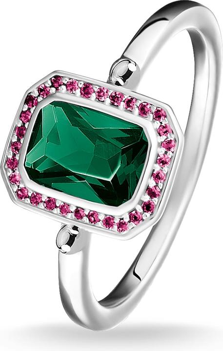 Productafbeelding Thomas Sabo Ring Stenen Rood & Groen zilver (54, Zilver 925)