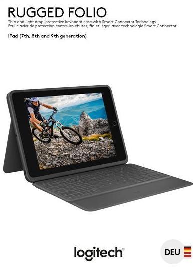 Actual product image Logitech rugged folio (DE, iPad 2019 (7th gene), iPad 2020 (8. Gen), iPad 2021 (9th Gen))