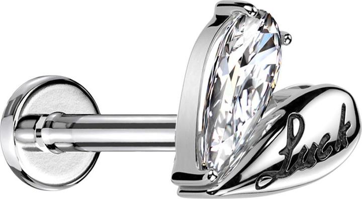 Immagine prodotto Star Piercing Micro Threadless Labret silber Herz Luck silber Kristall silber (Ottone, Acciaio chirurgico 316L)