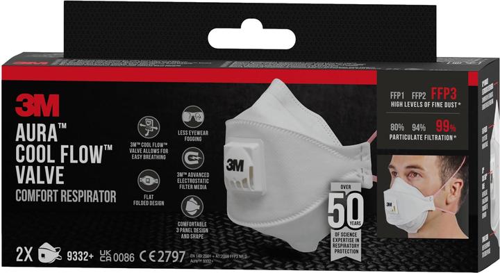 Image du produit 3M Masque de protection respiratoire Aura 9332+C2 (FFP3, 2 x)