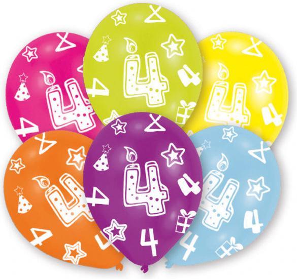 Actual product image Amscan Balloons, 6 pieces, assorted, number 4 (6x)