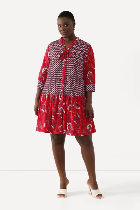 Produktbild Ulla Popken Lyocell-Bluse, Bindeband, Schluppe, Stehkragen, 3/4-Arm (54)